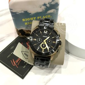 FOSSIL Privateer Sport Chronograph Black-Gold Stainless Steel Men’s Watch (BQ2196)