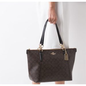 COACH Ava Tote in Signature Dark Brown Black