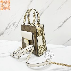 COACH Pepper Mini Crossbody in Signature Khaki Chalk Snakeskin