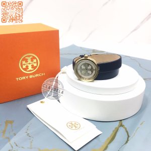 TORY BURCH Reva Gold Stainless Double Strap Navy Leather Women's Watch (TBW4032)