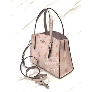 COACH Charlie Carryall 27 with Floral Bow Print in Ice Pink