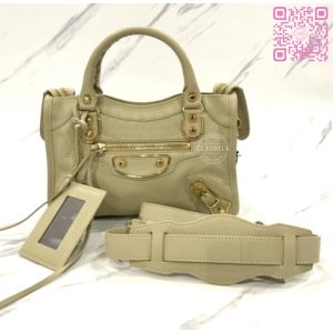 BALENCIAGA Metallic Edge Mini City in Limestone with Gold Hardware (GHW)