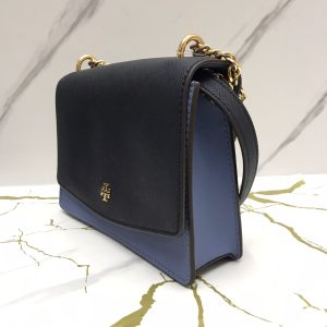 Tory Burch Emerson ColorBlock Mini Shoulder in Navy Bluewood