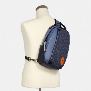 COACH Edge Pack in Colorblock Signature Denim Blue Mist