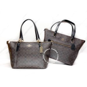 COACH Ava Tote in Signature Dark Brown Black