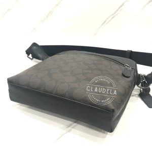 COACH Men Signature Houston Flight Bag in Charcoal Black