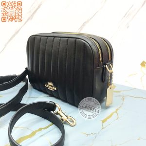 COACH Jes Camera Bag with Linier in Quilted Black Leather