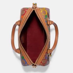 COACH Rowan Satchel in Rainbow Signature Print Canvas