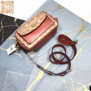 COACH Willow Camera Bag Signature Tan Rust