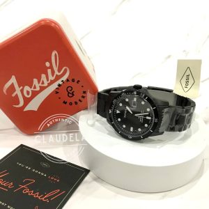 FOSSIL FB-01 Three-Hand Date Black Stainless Steel Men’s Watch (FS5659)