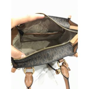 MICHAEL KORS Kris Small Logo Satchel Bag in Brown Acorn