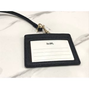 COACH ID Horizontal Lanyard in Black Leather