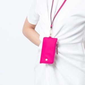 KATE SPADE Jae ID Lanyard in Nylon Bright Magenta