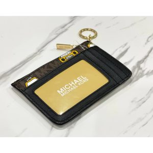 MICHAEL KORS Jet Set Small Coin / ID Pouch with Key Chain in Signature Brown with NY Taxi