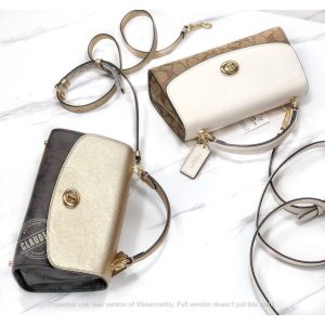 COACH Tilly 23 Top Handle Satchel in Signature Dark Brown Pale Gold (Platinum)