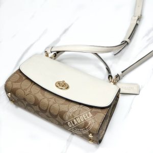 COACH Tilly 23 Top Handle in Signature Light Khaki Chalk
