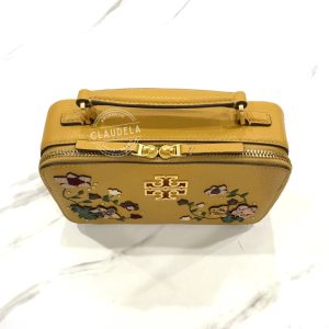 TORY BURCH Britten Applique Small Top Handle Case in Golden Curry/Yellow