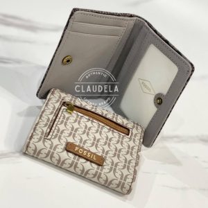FOSSIL Wallet Madison Bifold in Logo Signature Taupe Tan-100% Original