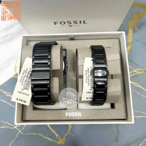 FOSSIL His and Her Multifunction Black Stainless Steel Watch (BQ2645SET)