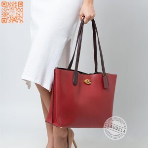 COACH Willow Tote Signature Brick Red Multi