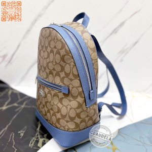 COACH Kenley Backpack Signature Khaki Stone Blue