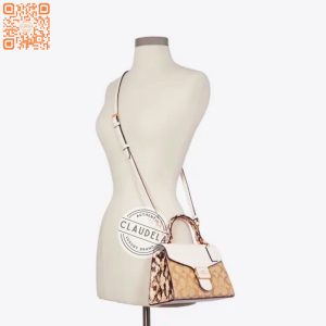 COACH Pepper Signature Crossbody Snakeskin Light Khaki chalk