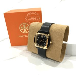 TORY BURCH Blake Three-Hand Black Leather Women’s Watch (TBW5103)