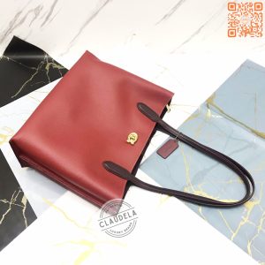 COACH Willow Tote Signature Brick Red Multi