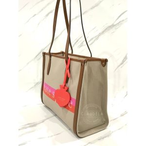 KATE SPADE Market Stripe Logo Medium Tote Bag in Pink Multi