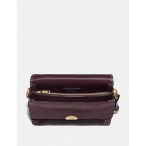 COACH Dreamer Shoulder Bag in Oxblood Leather Mix Suede with Rivets