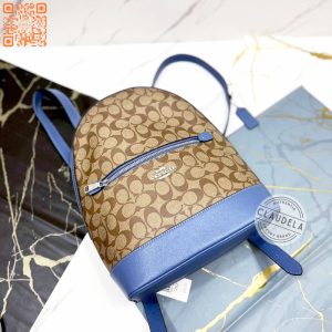COACH Kenley Backpack Signature Khaki Stone Blue
