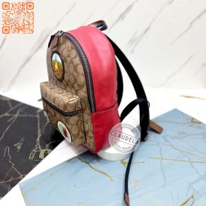 COACH Backpack Medium Charlie Signature Woo Patchwork Khaki Multi