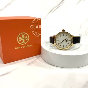 TORY BURCH Collins Black Leather Women’s Watch (TBW1205)