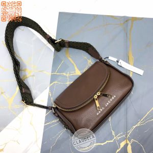 MARC JACOBS Mini Groove Messenger Crossbody Bag in Bruciato Brown with Gold Hardware