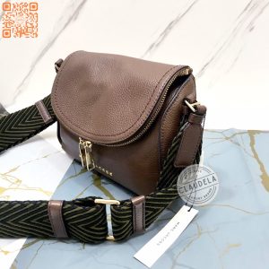MARC JACOBS Mini Groove Messenger Crossbody Bag in Bruciato Brown with Gold Hardware