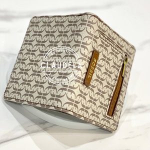 FOSSIL Wallet Madison Bifold in Logo Signature Taupe Tan-100% Original