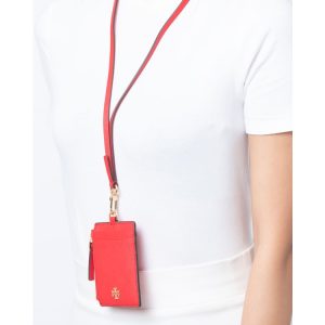 TORY BURCH Emerson ID Lanyard in Brilliant Red