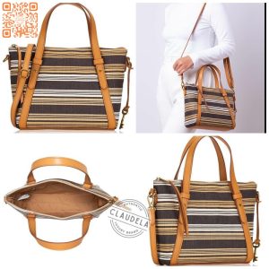 FOSSIL Avondale Satchel Neutral Stripe