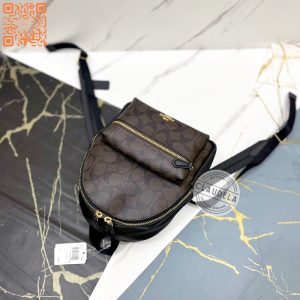 COACH Mini Charlie Backpack Signature Brown Black