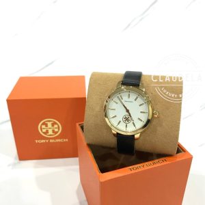 TORY BURCH Collins Black Leather Women’s Watch (TBW1205)
