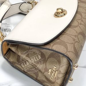 COACH Tilly 23 Top Handle in Signature Light Khaki Chalk