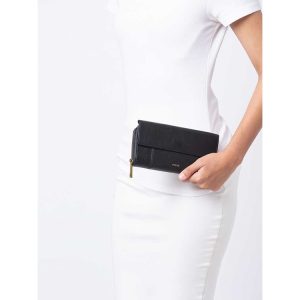 FOSSIL Jori Flap Clutch Long Wallet in Black Leather
