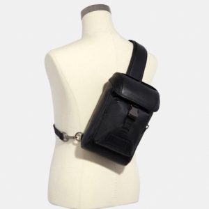 COACH Men's Ranger Mini Sling Pack in Black Leather