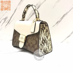 COACH Pepper Signature Crossbody Snakeskin Light Khaki chalk
