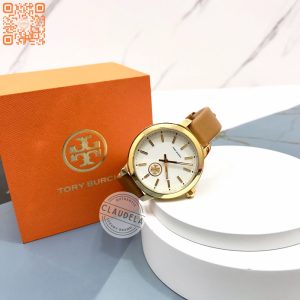 TORY BURCH Collins Ivory Dial Light Brown Leather Ladies Watch (TBW1202)