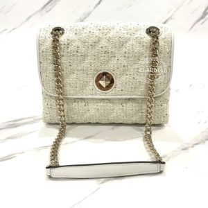KATE SPADE Natalia Small Sequin Tweed Fabric in White Multi
