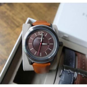 Fossil Men's Editor Three Hand Interchangeable Strap Box SET - BQ2396SET
