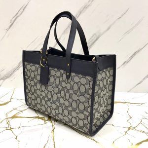 COACH FIELD TOTE 30 Signature Jacquard Navy Retail Collection Bestseller