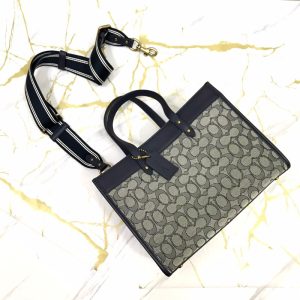 COACH FIELD TOTE 30 Signature Jacquard Navy Retail Collection Bestseller