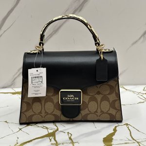 COACH Pepper Signature Crossbody Snakeskin Khaki Black Multi